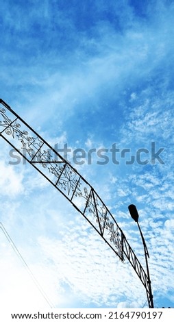 Altocumulus cloud, Beauty sky pictures with silhouette of lamp post. Sky Heaven, Clear Sky. cloud mood