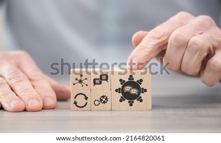Wooden blocks with symbol of meeting concept