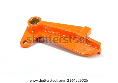 Hay baler spare part needle support tooth, perspective view of hay baler spare part, isolated on white background