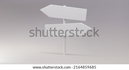 3D white directions sign on a gray background. Vector illustration. Royalty-Free Stock Photo #2164859685