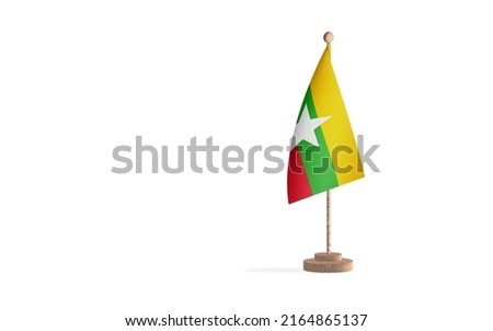 Myanmar flagpole with white space background High-Quality JPEG image
