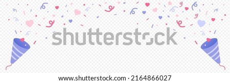 cute party popper confetti illustration set. confetti isolated, explosion, firecracker,  celebration. Vector drawing. Hand drawn style. Royalty-Free Stock Photo #2164866027