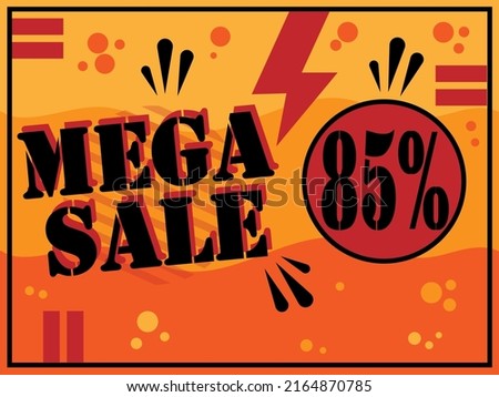 85% mega sale offer and discount banner design in yellow and black color.