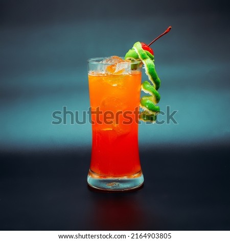 Colorful Cocktail or Mocktail Drink in Glass on Black Background