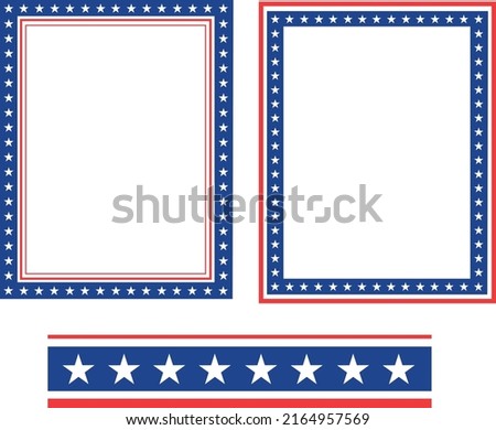 Vector illustration United States national flag colors frame collection