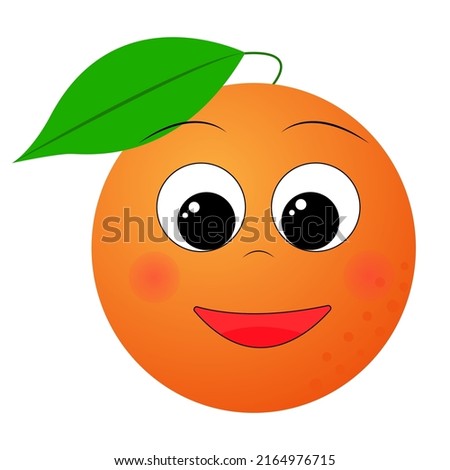 Happy character smiling orange. Cheerful orange. Print for a T-shirt. Vector illustration