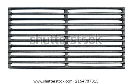 Iron grill grid or BBQ grate isolated on white Royalty-Free Stock Photo #2164987315