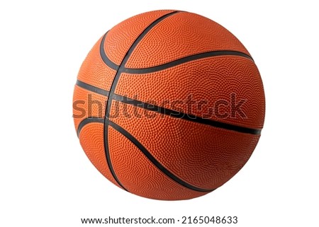 Team sports backgrounds, basketball championship picture and athletics tournament clipart concept with PNG photo of orange ball isolated on transparent background with clipping path cutout Royalty-Free Stock Photo #2165048633