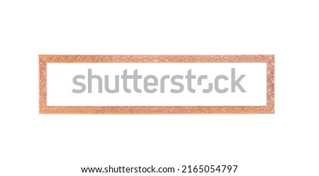 Wood picture frame rectangle shape with engraving elephant seamless patterns arround border isolated on white background , clipping path