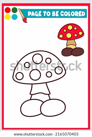coloring book with cute mushroom