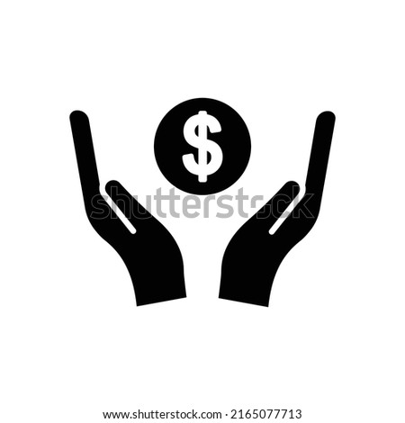 Dollar icon vector with hand. Business symbol. Solid icon style, glyph. Simple design illustration editable
