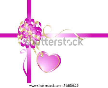 Rose ribbon and heart name tag