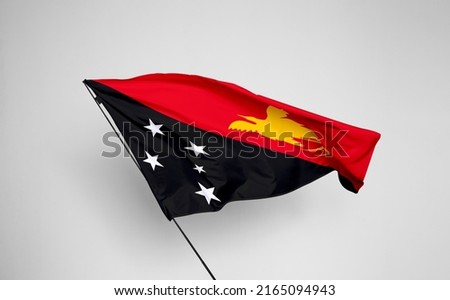 Papua New Guinea flag isolated on white background with clipping path. flag symbols of Papua New Guinea. flag frame with empty space for your text.