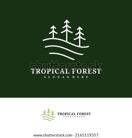 Pine Tree logo design vector template, Tropical forest logo concepts illustration.