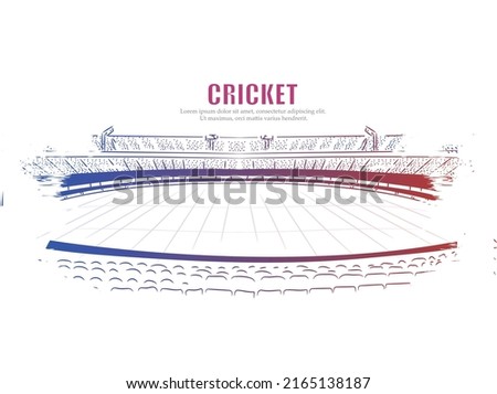 
creative Cricket stadium poster sketch line drawing illustration vector.  Royalty-Free Stock Photo #2165138187