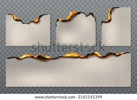 Burnt paper set with isolated images of realistic burning sheets of various shape on transparent background vector illustration Royalty-Free Stock Photo #2165141399