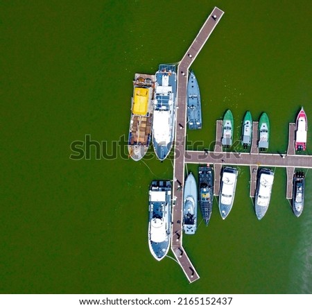 View from the top of several boats in Kuala Endau, Malaysia.