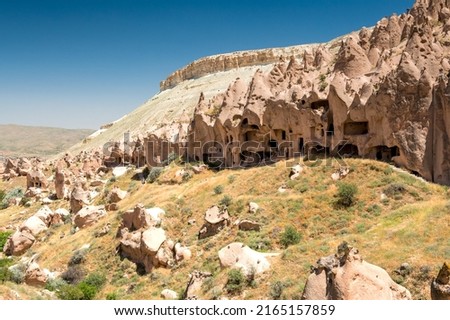 cave dwellings in Zelve Open Air Museum, Cappadocia Royalty-Free Stock Photo #2165157859