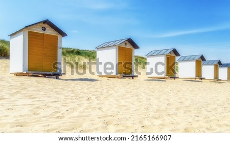 Cabins on the beach of Cadzand Bad, The Netherlands