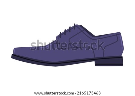 Blue Leather Man Shoe as Formal Footwear and Clothing Vector Illustration