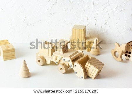 Wooden kids toys. Blocks and bricks. Eco life style for childrean and Minimalism for parents.