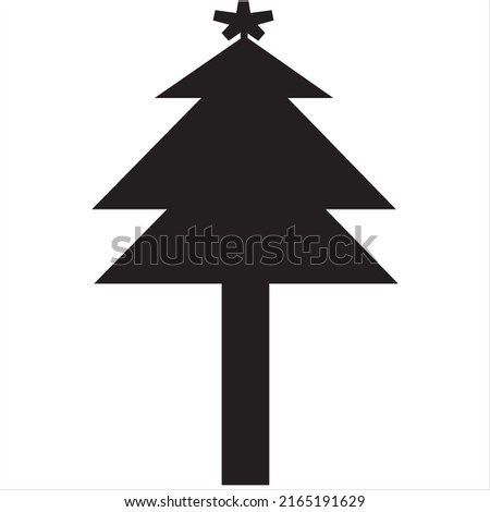 Vector, Image of christmas tree icon,Color black and white, with trans background