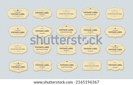 Set of vintage labels and frame.