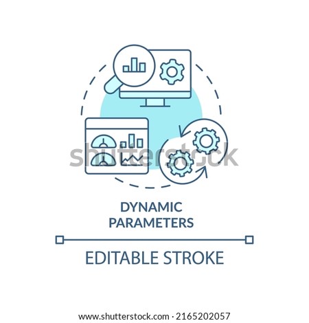 Dynamic parameters turquoise concept icon. Advanced search engine optimization abstract idea thin line illustration. Isolated outline drawing. Editable stroke. Arial, Myriad Pro-Bold fonts used Royalty-Free Stock Photo #2165202057
