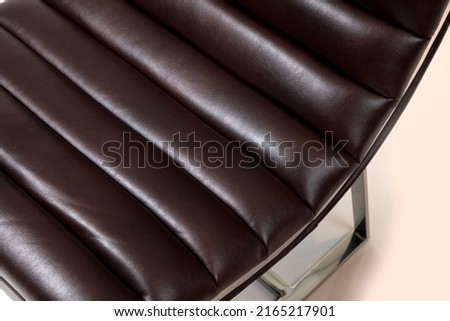 Interior Objects Furniture Dark Brown Channel Tufted Leather Chair Detail