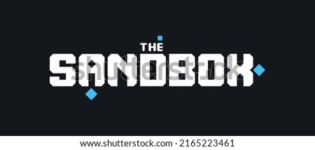 The sandbox cryptocurrency sand token, Cryptocurrency logo on isolated background with text.  Royalty-Free Stock Photo #2165223461