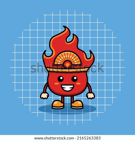 Fire character vector illustration in cartoon flat style