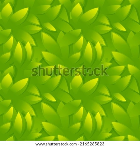 Seamless pattern green leaves, plant wallpaper for design. Illustration spring texture background with a print foliage for graphic design. Similar JPG copy