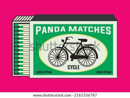 Cycle vector icon. illustration in Matchbox and matches vector illustration. Vintage and antique matchbox packaging design illustration. retro style packaging. old style design. open box and template. Royalty-Free Stock Photo #2165336787
