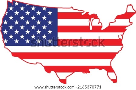 Patriotic United States of America Map