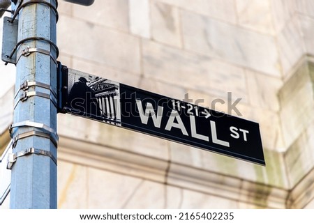 Wall street sign in Manhattan, New York City, USA