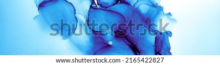 Blue Ink. Swirl Acrylic Illustration. White Iridescent Wallpaper. Nautical Minimal Texture. Blue Ink. Ethereal Sea. Liquid Watercolor Alcohol Fluid. Indigo Ocean Background.