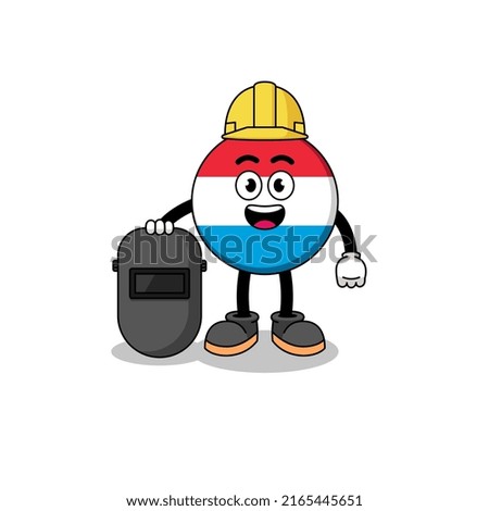 Mascot of luxembourg as a welder , character design