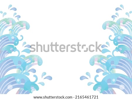 Watercolor wave material on white background