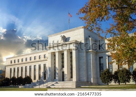 Federal reserve building at Washington D.C. on a sunny day. Royalty-Free Stock Photo #2165477335
