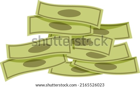 Money banknotes stack in cartoon style illustration