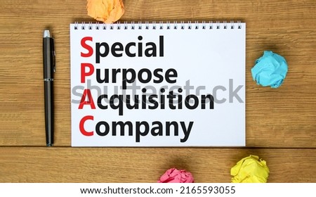 SPAC special purpose acquisition company symbol. Concept words SPAC special purpose acquisition company on beautiful white background. Business SPAC special purpose acquisition company concept.