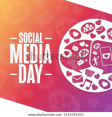 Social Media Day. Holiday concept. Template for background, banner, card, poster with text inscription. Vector EPS10 illustration