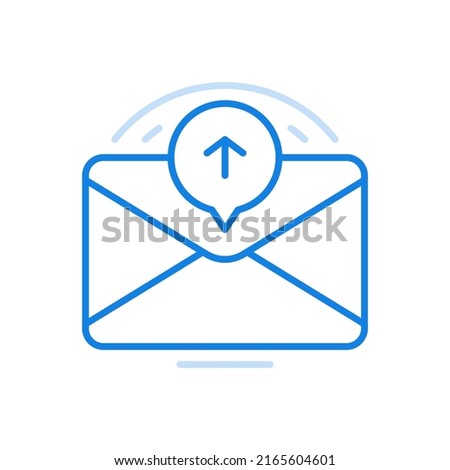 Sending letter by email vector line icon. Closed envelope with arrow in circle. Information letter with important corporate data sent to personal online mailbox commercial correspondence. Royalty-Free Stock Photo #2165604601