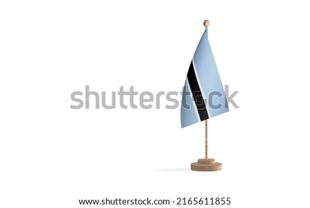 Botswana flagpole in a white space background. High-quality JPEG image.