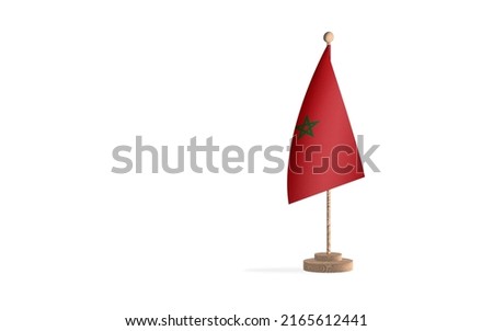 Morocco flagpole in a white space background. High-quality JPEG image.