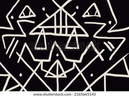 Serenity African art pattern in black background, art with abstract art. Mudcloth creative painting, mellow color. Abstract art for book, cover and print