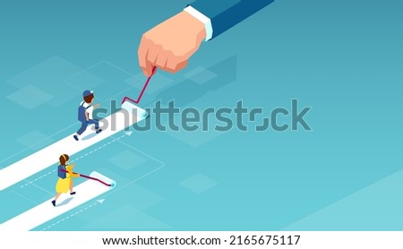 Vector of a student girl painting her own education path while a boy being supported and helped  Royalty-Free Stock Photo #2165675117