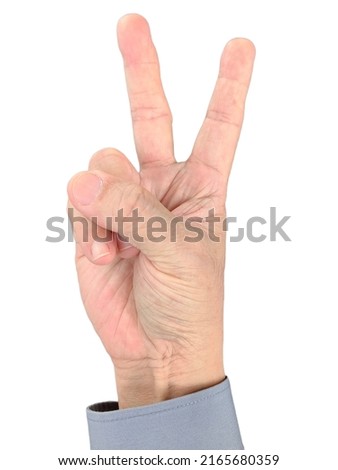 Male hand on white background 