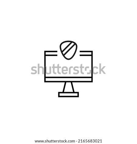 Monochrome sign drawn with black thin line. Perfect for internet resources, stores, books, shops, advertising. Vector icon of mediator inside of computer