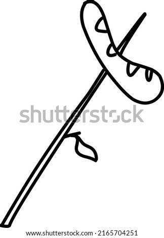 Sausage on a branch on a white background